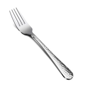 Shopusly 12-Piece Stainless Steel Hammered Dinner Forks Set, Salad Flatware Forks Use for Home, Kitchen, Restaurant