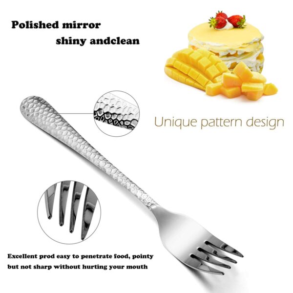 Shopusly 12-Piece Stainless Steel Hammered Dinner Forks Set, Salad Flatware Forks Use for Home, Kitchen, Restaurant - Image 7
