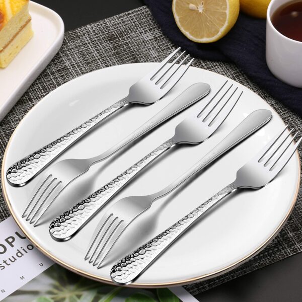 Shopusly 12-Piece Stainless Steel Hammered Dinner Forks Set, Salad Flatware Forks Use for Home, Kitchen, Restaurant - Image 6