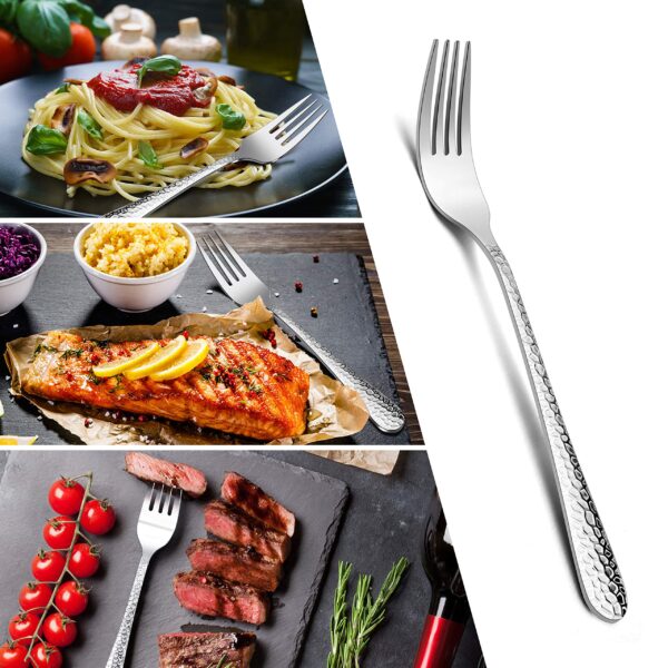 Shopusly 12-Piece Stainless Steel Hammered Dinner Forks Set, Salad Flatware Forks Use for Home, Kitchen, Restaurant - Image 4